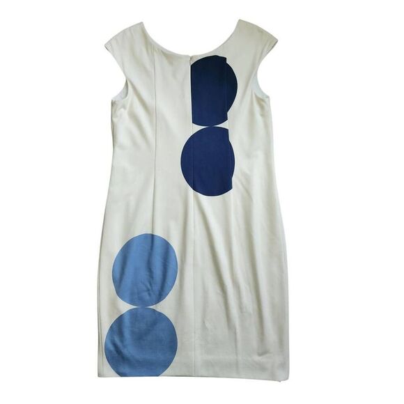 Akris Punto Shift Dress 12 Knit Geometric Abstract Polka Dot Sleeveless Ivory Ca - Picture 3 of 7